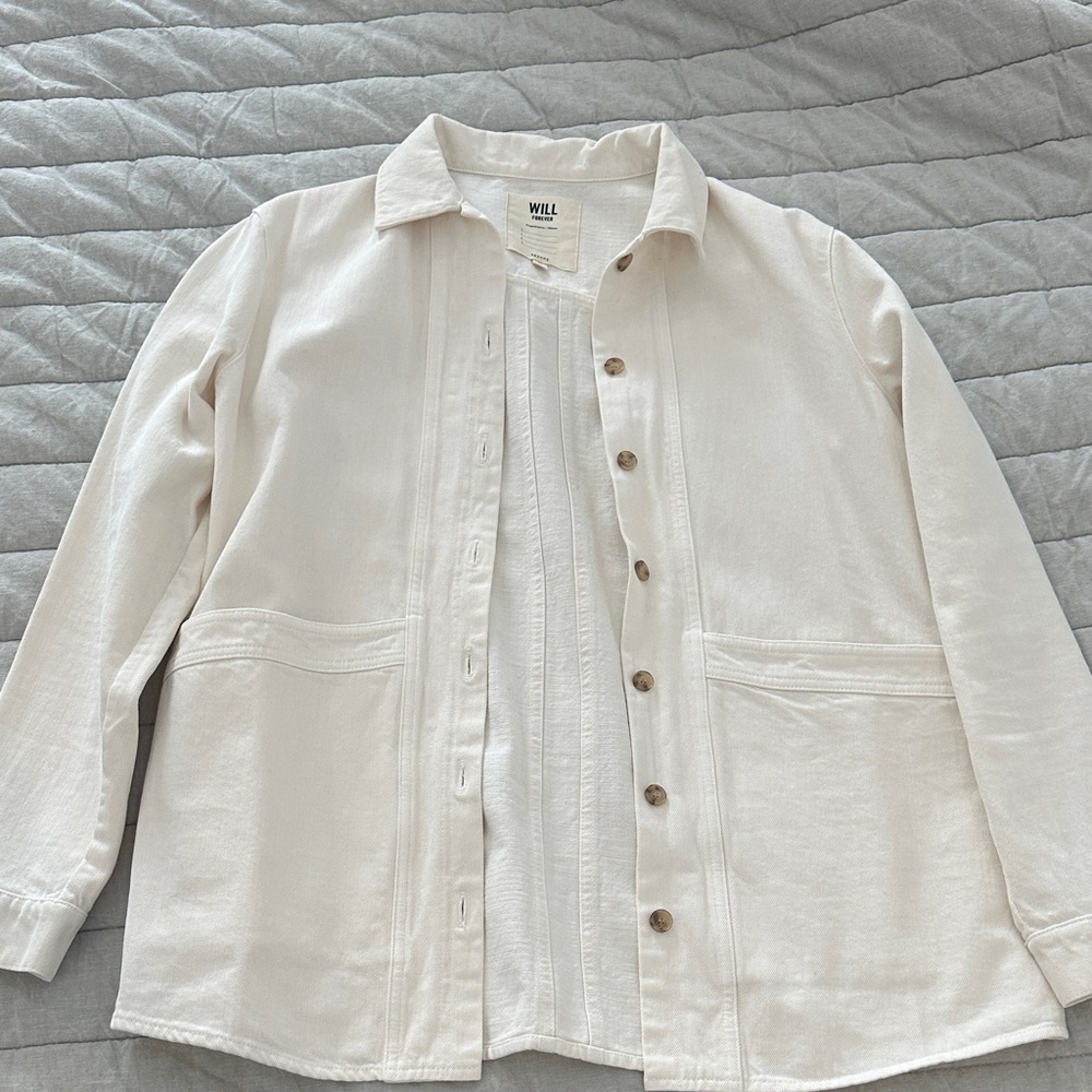 Sezane Will Cream Button-Up Jacket